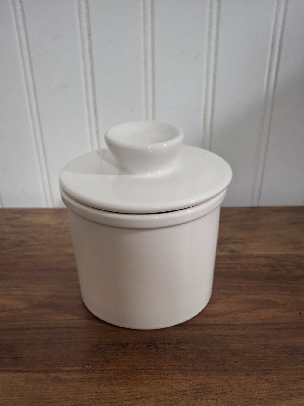 White Ceramic Butter Bell Jar Holder Crock French Farmhouse Cottagecore Dish